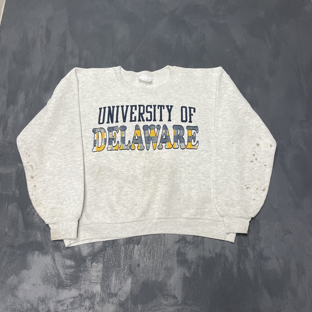 Vintage University of Delaware Sweatshirt Men XXL Grey 1990s Fruit of the Loom